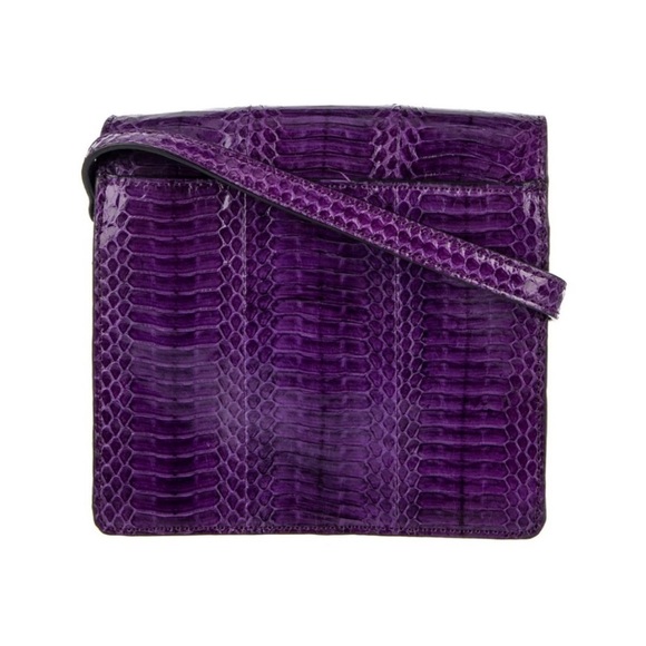 Loeffler Randall snakeskin embossed purple leather crossbody bag NWT - Picture 7 of 8